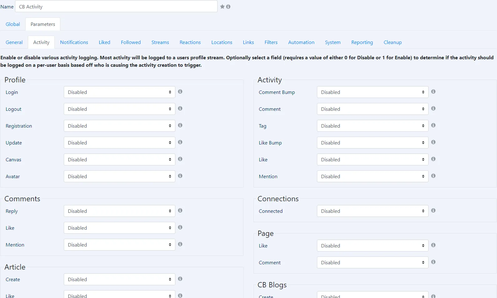 activity logging management