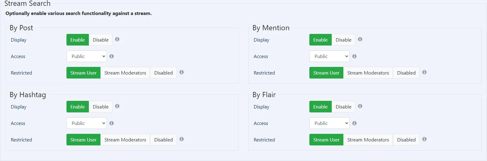 stream search management