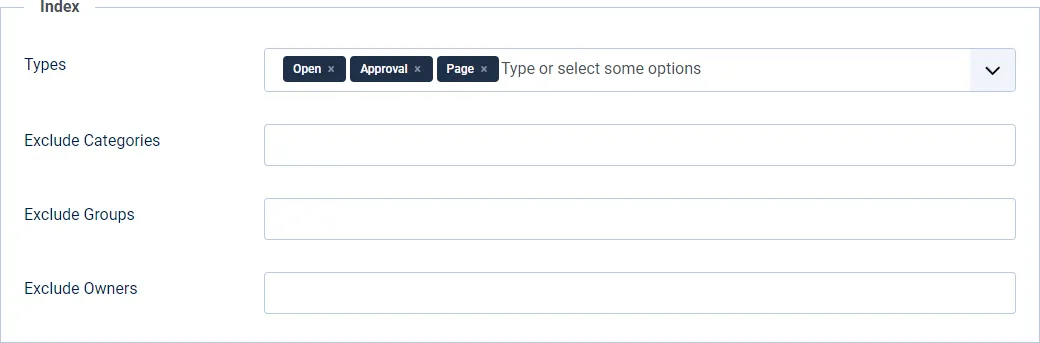 search index configuration