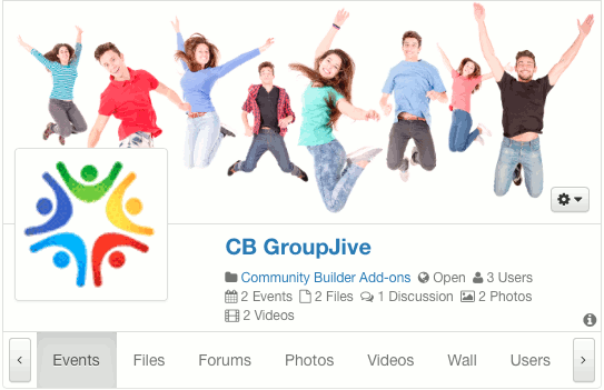 Screenshot of a CB Groupjive group with people jumping of joy