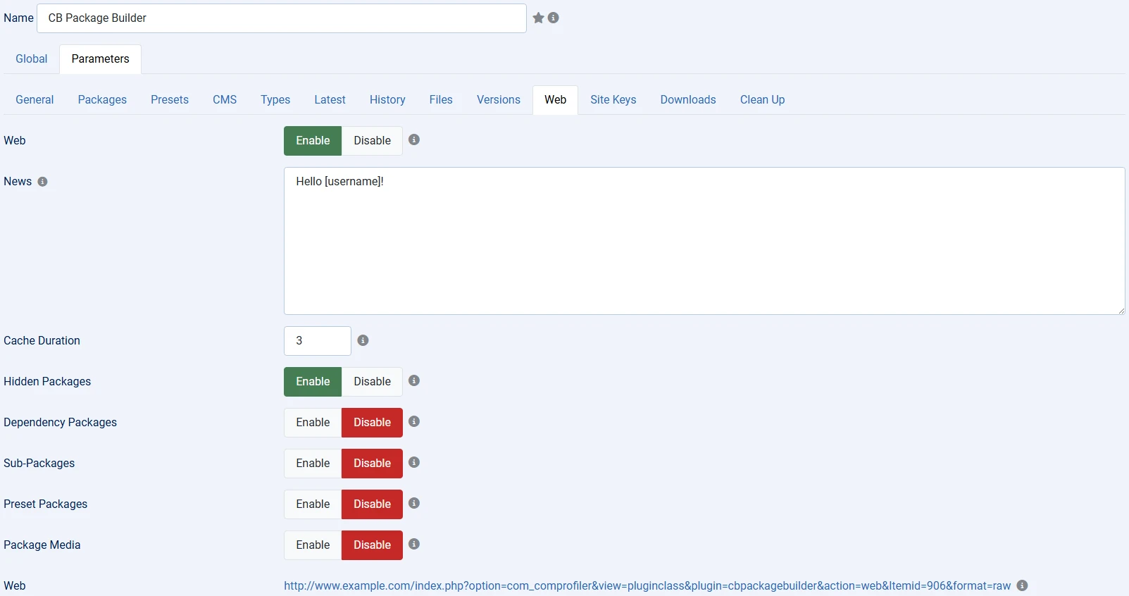 install from web configuration