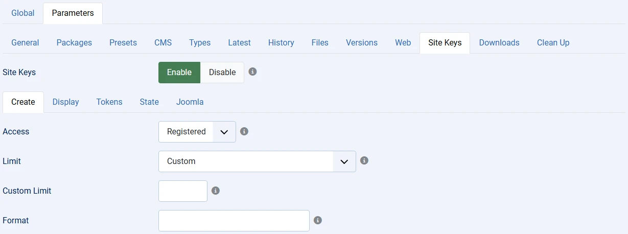 site key configuration
