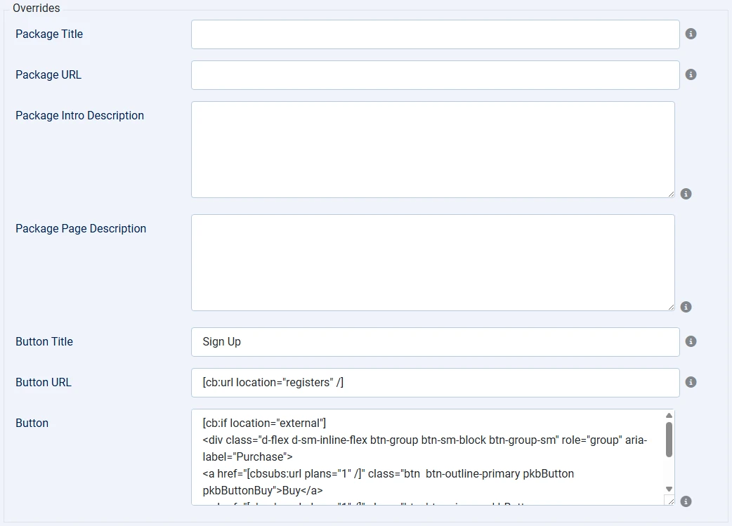 package edit condition overrides